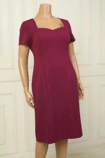 By Saygı Women's Half Sleeve Lined Plus Size Crepe Dress