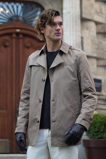 Danger Men's Fit Fit Beige Trench Coat