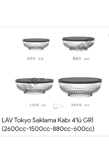 LAV Tokyo Storage Container Set (2600-1500-880-600) Gray with Lid