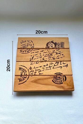 Bag The Joy 1. Classroom Solid Wood - Letter Patterned Raw Trivet Presentation Mat