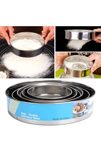 mastergold Stainless Steel Baking Flour Strainer Set 5 Sizes | Round Fine Mesh Strainer | Flour Sifter