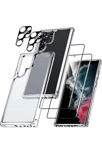 AWH [5-in-1] Samsung Galaxy S23 Ultra Case, 2 Lens Protectors + 2 HD Glass Screen Protectors