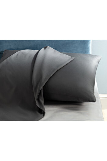 Madame Coco Ciel 100% Cotton Satin 2-Piece Pillow Case - Dark Gray