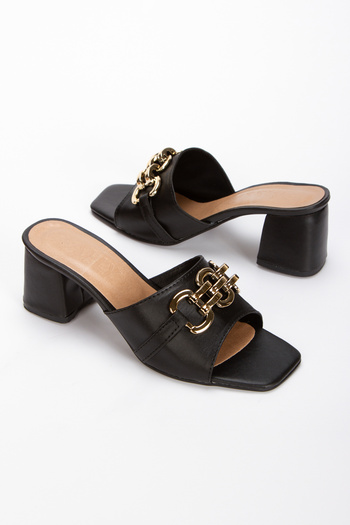MFT AYAKKABI Women's Chain Buckle 6 cm Heeled Slippers