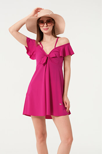İYİBU Tesmay Women's Dress Swimsuit - 2 Different Ways to Wear, Ruffle Detail, Abundant Fit with Breast Pad