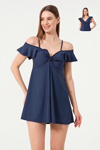 İYİBU Tesmay Women's Dress Swimsuit - 2 Different Ways to Wear, Ruffle Detail, Abundant Fit with Breast Pad