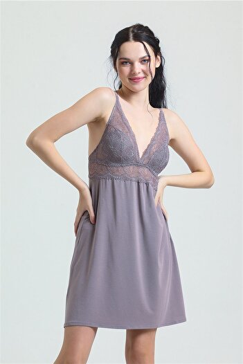 Magic Form 7378 Women's Zinc Lace Modal Nightgown