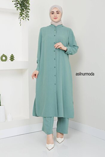 ASİLNUR Mint Green Sena Ayrobin Double Set - Buttoned