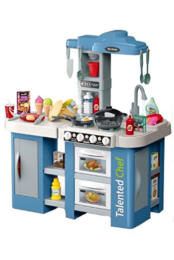 Fitness World Wooden Kids Kitchen Playset With Realistic Lights And Sounds With Pots, Pans, Utensils
