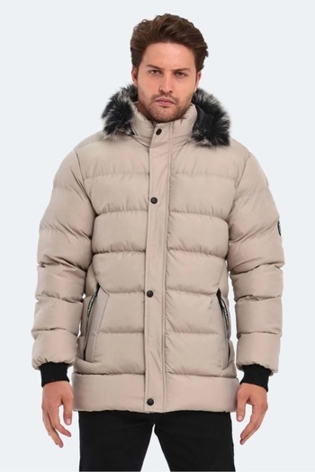 Slazenger St23Je027 Heck Men's Hooded down Jacket - - Stone
