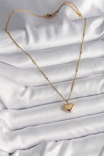 Moka Shopin Mokashopin 316L Steel Gold Color Chain Love Embroidered Heart Figure Women's Necklace