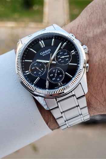 Casio Silver Color Men's Wristwatch with Black Cord