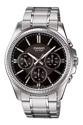 Casio Silver Color Men's Wristwatch with Black Cord