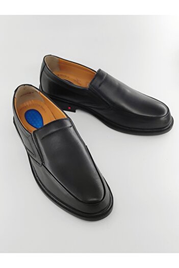 Bİ AYAKKABI Black Men's Genuine Leather Orthopedic Gel Sole Daily Shoes