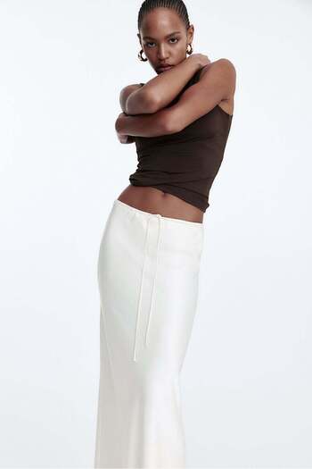 H&M Satin drawstring skirt