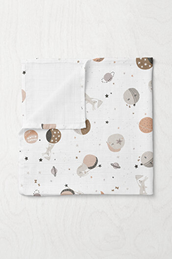 Wheeppo Premium Digital Print Muslin Blanket Spacebit - 75x100 cm