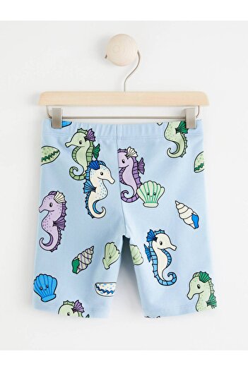 2kids2mom Light Blue Shorts with Seahorse Pattern