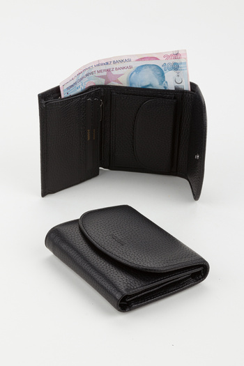 Fossil Boxed Genuine Leather Black Small Size Multi-Compartment Women's Hand Portfolio Card Holder Wallet