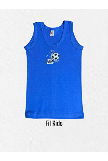 elmas kids Erkek Çocuk %100 Pamuklu Mavi Futbol Desenli Atlet Boxer Takımı