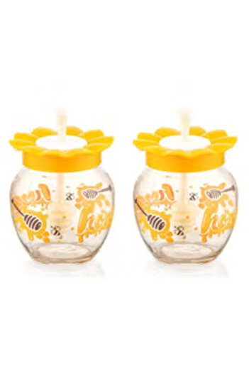 Qlüx Glass Honey Jar with Spoon Set 2 Pcs