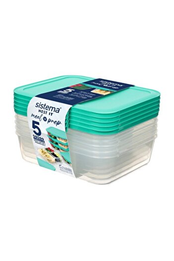 Sistema 5-Piece Freezer Safe BPA-Free Meal Prep Food Storage Container Set 1.9 Liter
