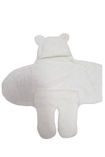İpek Tekstil For 0-6 Months Baby; Double Layer Swaddle and Sleeping Bag, Hooded Wellshoft Knitted Fabric Plush Blanket