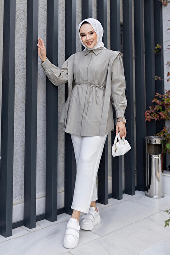 LOCCO Dark Gray Shirt - Pleat Detail and Buttons