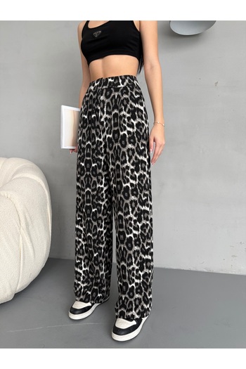 alanora Women's Leopard Print High Waist Lycra Palazzo Fabric Pants