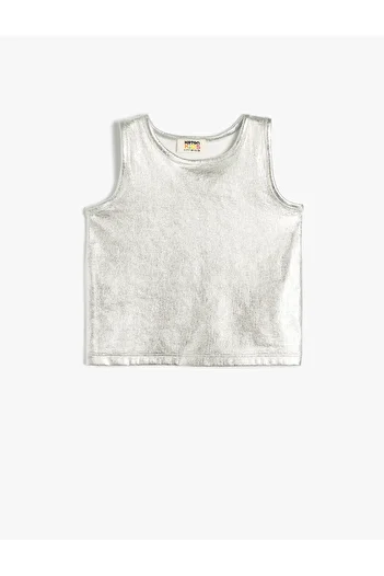 Koton Crew Neck Ribbed Sleeveless Shiny Crop Undershirt