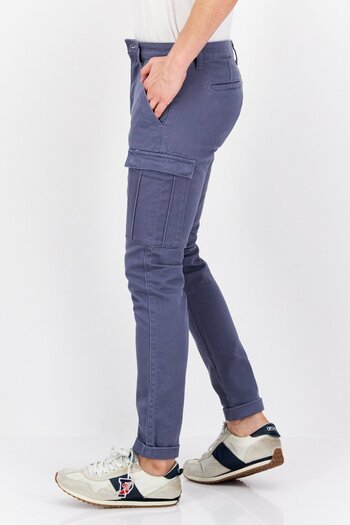 CELIO Men Regular Fit Non Stretchable Textured Cargo Pant, Blue