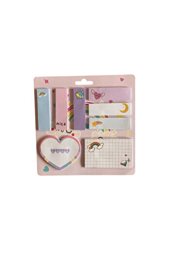 Pembe Pasaj Cute Adhesive Note Paper - 8 Pieces Pink Kawaii Post-It Set - Index - Index