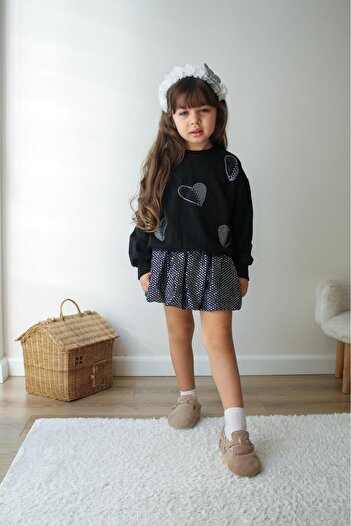 KOKOŞ BEBEK Glitter Skirt Heart Suit |   Between 4/10 Years