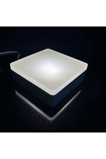 Choice 8cm White light Wood Square LED Night Light Base Art Display Holder USB Lamp for Crystals Glass Ball