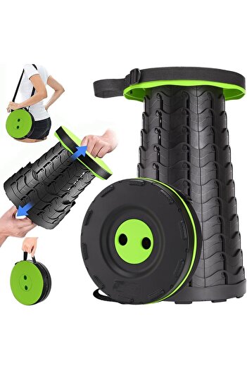 AWH 2023 Upgraded Portable Collapsible Folding Stool, Retractable Telescoping Seat (Green)
