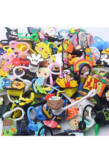 Choice 100pcs-8MM MINISO 10/20/30/50/60/100pcs Mixed random 8/10MM Straw Cover Cap Drink Plug Splash Proof