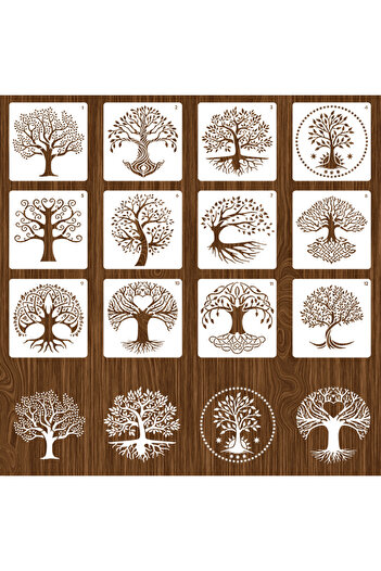 Choice 12pcs Tree Stencils 12pcs Tree Stencils Set Tree of Life Stencil for Painting on Wood Airbrush Natur