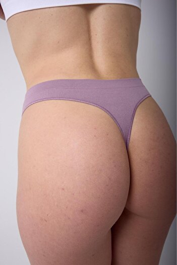MİSTİRİK Navelli Model Dusty Rose Colored Plain Patternless Soft String Panties