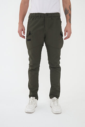 Camp Scoutland Camp592 Outdoor Softshell Water and Wind Resistant Winter Men's Khaki Tactical Pants with Fleece Inside