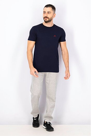Gant Men Crew Neck Short Sleeves Embroidered T-shirt, Navy