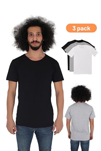 CNT Men's 3-Piece Slim Fit Crew Neck Short Sleeve T-Shirt