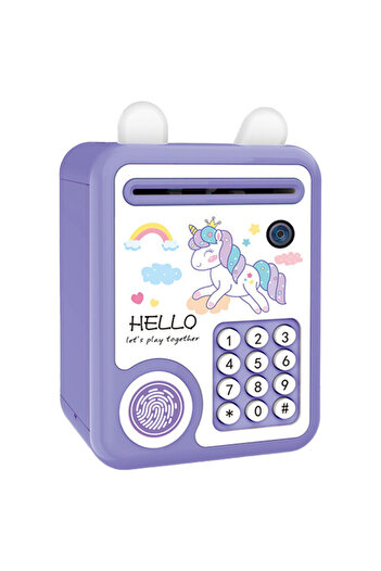 Little Story lovely Piggy Bank wt Fingerprint Lock & Music-Unicorn Purple