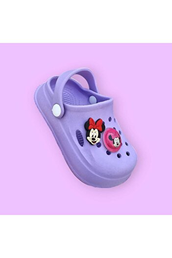 LİASSHOES Tiny Silicone Light Detail Purple Child Sandals Slippers
