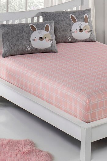 Eponj Home Double Pes Elastic Rabbit Sheet Set - Brown Gray Pink