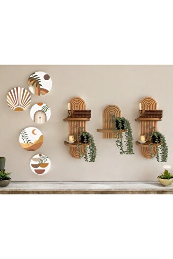 varje think outside the box Semplice Wall Shelf Set And Decorative Oval 5 Piece Table