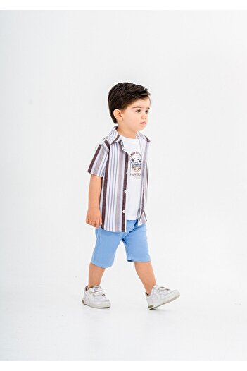 Chicsy Baby Striped 3-Piece Set with Stylish Shirts for Kids and Baby - Adjustable Waist and Short Sleeve Shorts