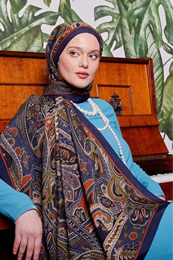 Levidor Orange Ethnic Pattern Royal Shawl