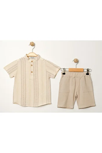Chicsy Baby 2-Piece Stylish Shirt Stripe Suit for Kids and Baby - Adjustable Waist Short Sleeve Shorts