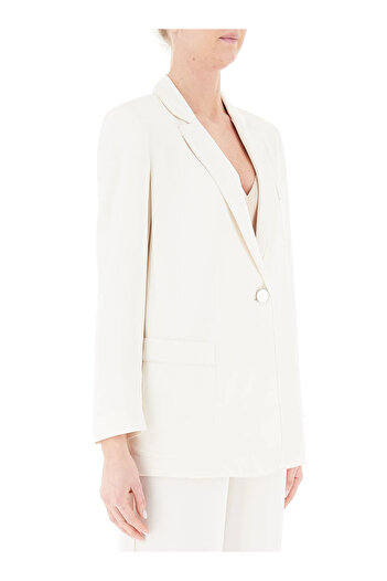 Armani Exchange White Single Button Matte Satin Women's Jacket - Xw 000140   Af10840-U1003