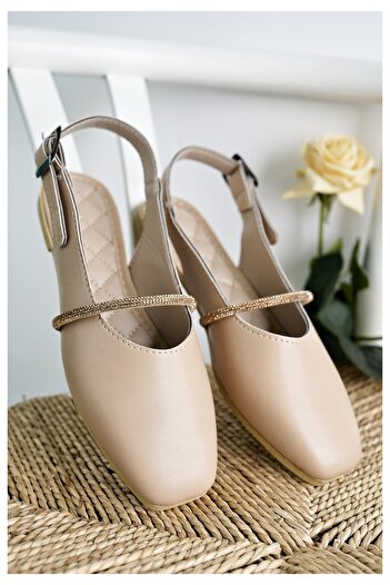 Modafırsat Women's Flats Beige Stone Sandals Stylish Home Business Office Casual Shoes