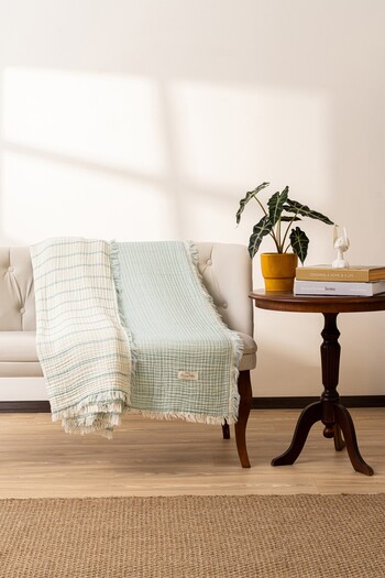 Rikka Home 100% Cotton 4Layers Muslin Bedding and Sofa Throw Cover-Oeko-Tex Certificate,Meditation/Tv Blanket150X200 cm